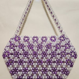 Purple And White Beaded Purse