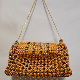 Brown Beaded Purse with handle