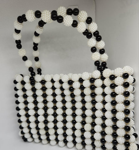 Black And White Beaded Purse